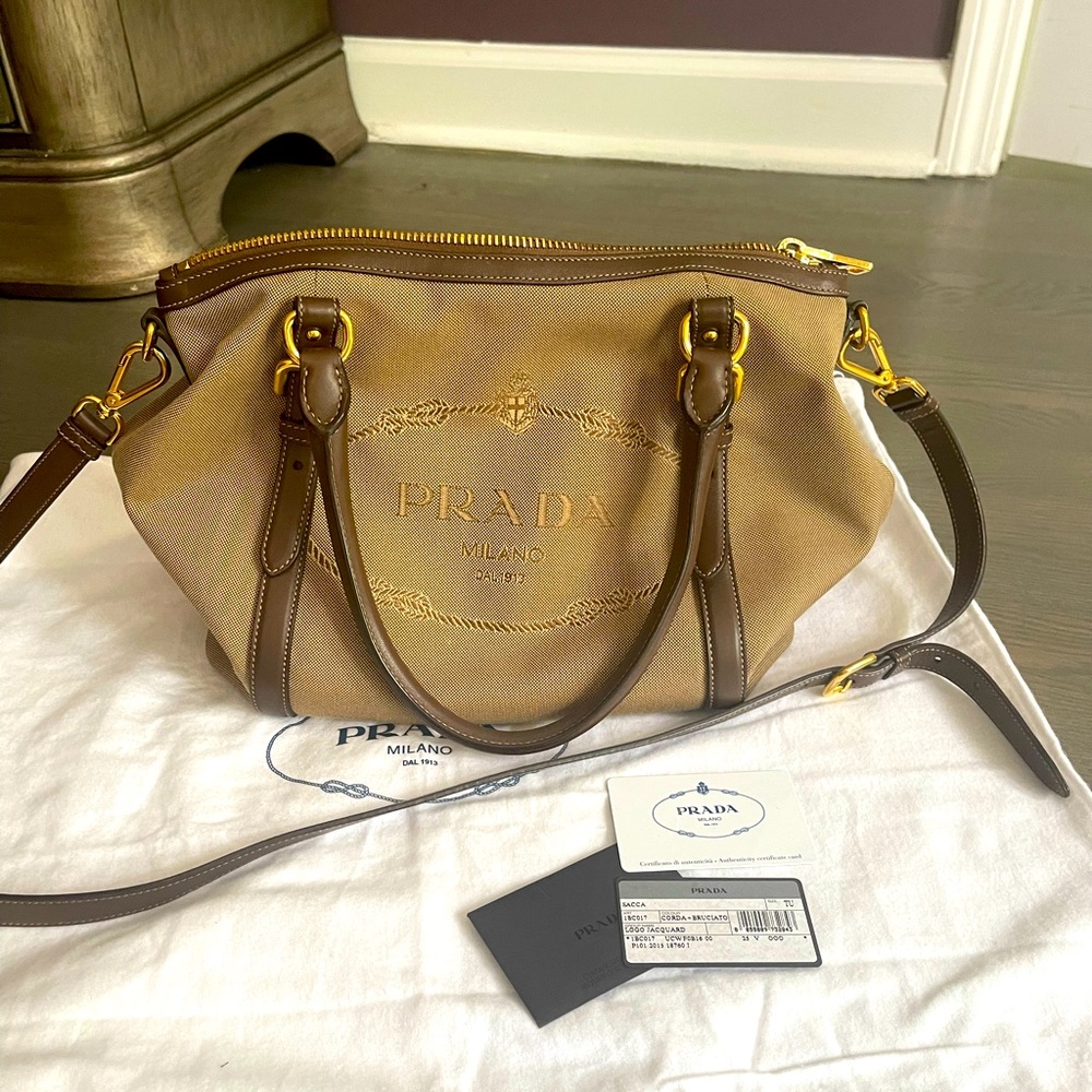 Prada Canapa Logo Canvas Satchel Bag